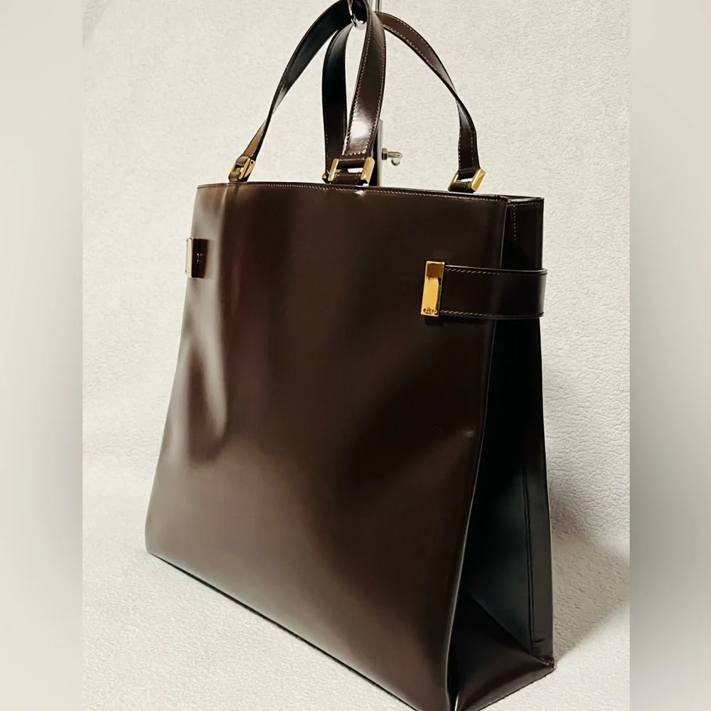 Gucci Tom Ford Leather Chocolate Brown Tote Shoulder Bag - Picture 6 of 15